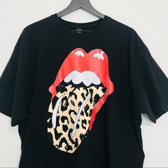 Tultex Red Lips Leopard Tongue Band Graphic T-Shirt Unisex XXL Top - Picture 3 of 10